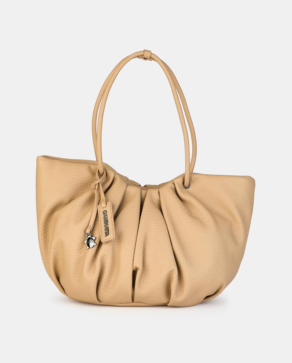 Mala Shopper com Fecho de Correr Camel-1