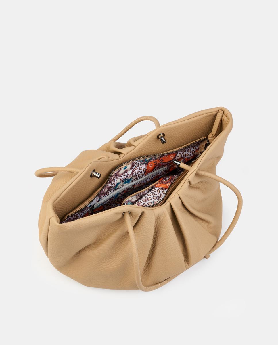 Mala Shopper com Fecho de Correr Camel-3
