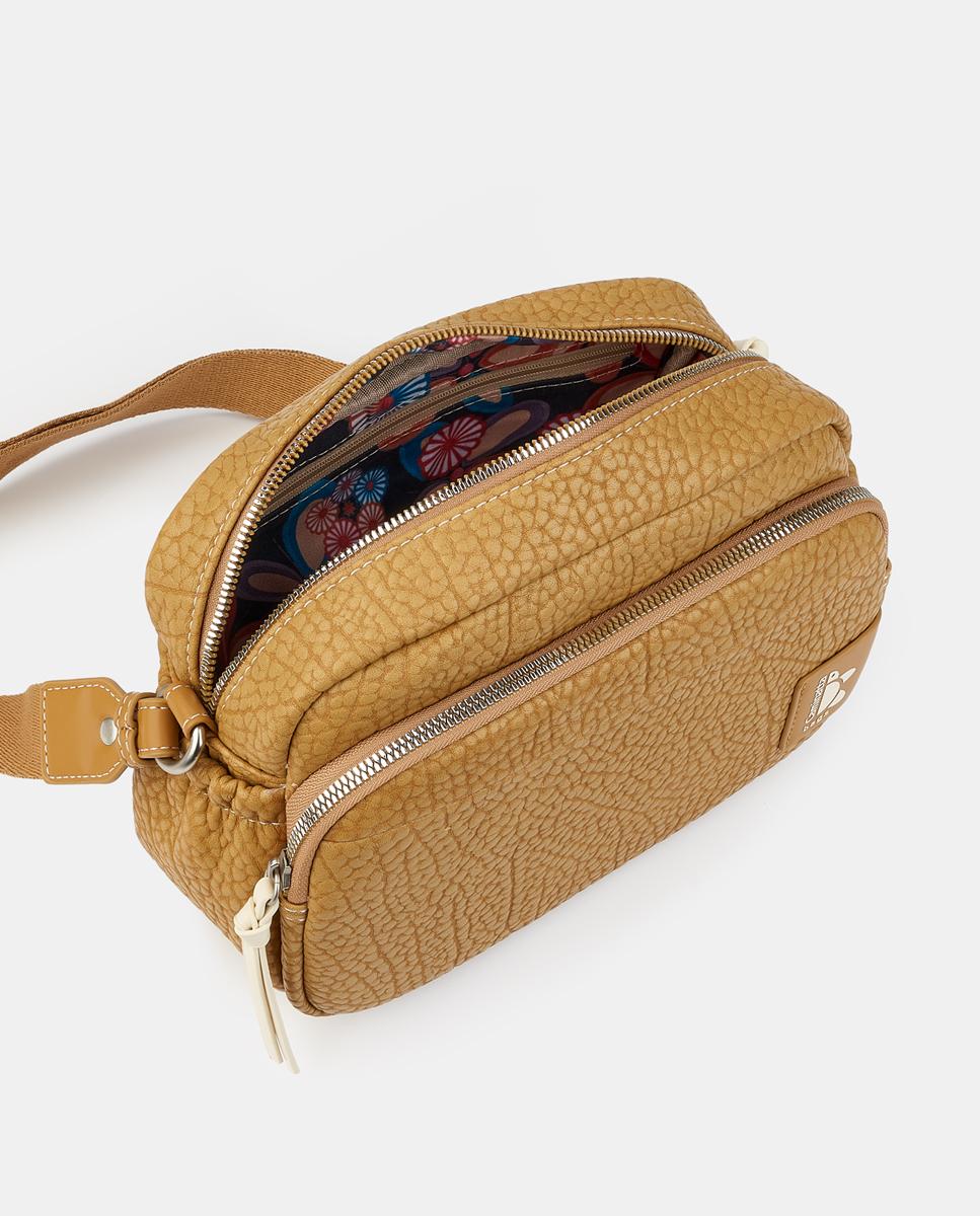 Mala Crossbody com Fecho de Correr Camel-3