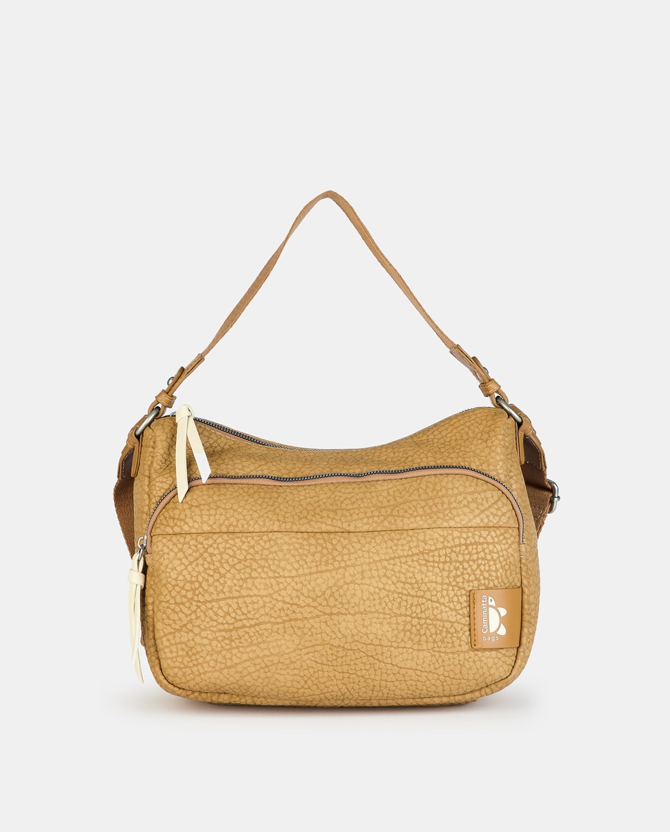 Mala Hobo com Fecho de Correr Camel-1