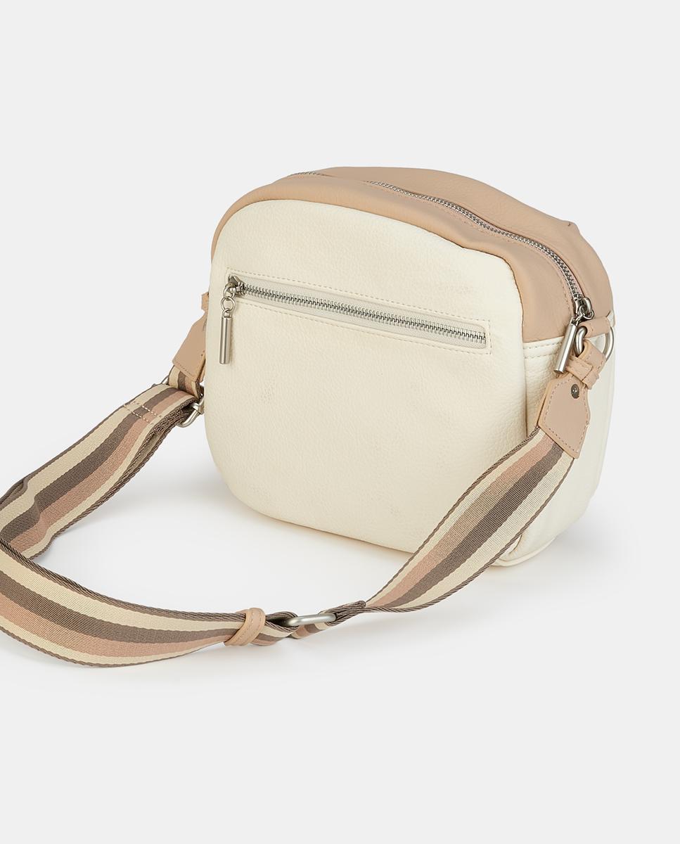Mala Crossbody com Fecho de Correr Bege-2