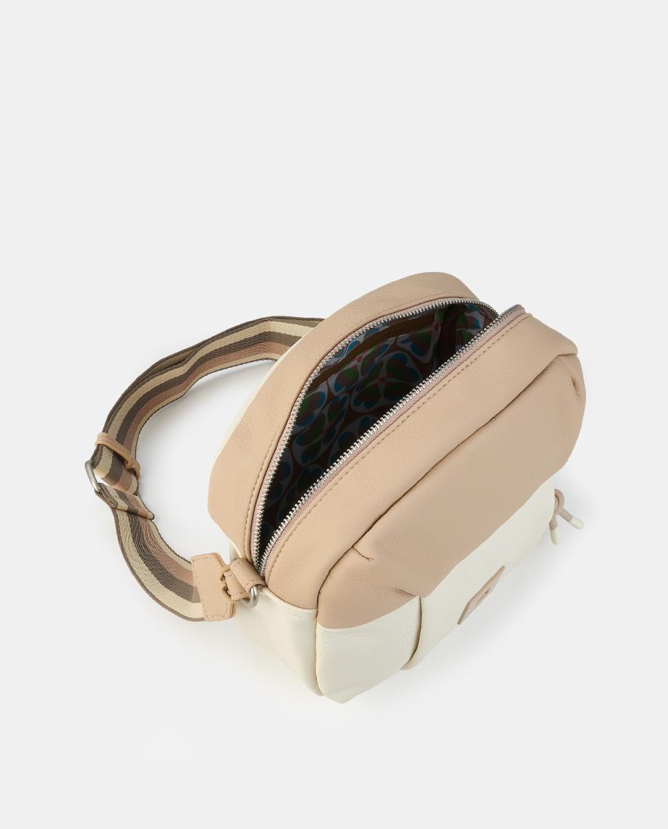 Mala Crossbody com Fecho de Correr Bege-3