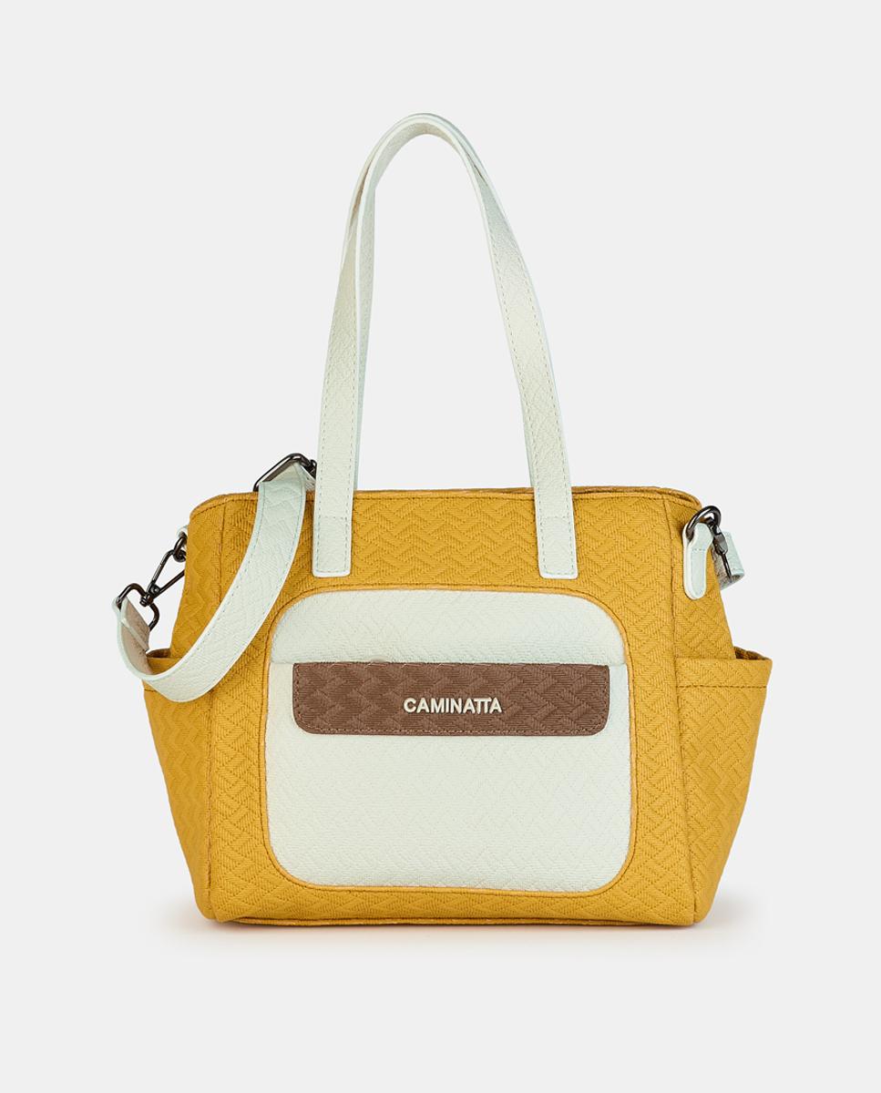 Mala Shopper com Fecho de Correr Mostarda-1