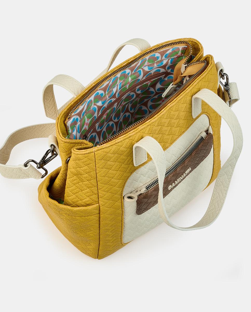 Mala Shopper com Fecho de Correr Mostarda-3