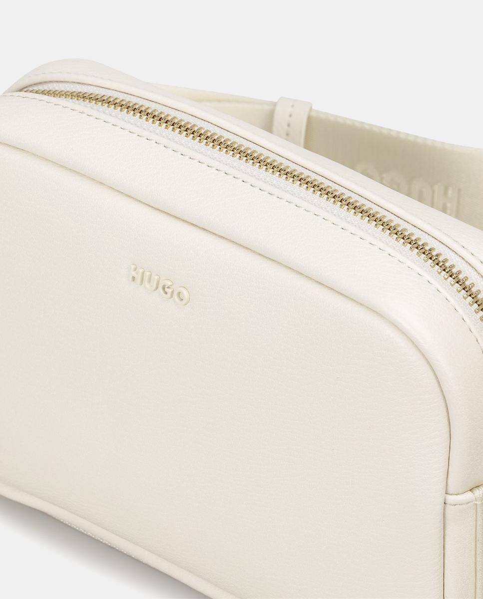 Mala Crossbody Totalmente Forrada com Fecho de Correr Branco-3