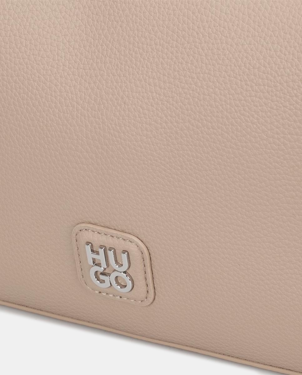 Mala de Ombro Totalmente Forrada com Fecho de Correr Bege-2