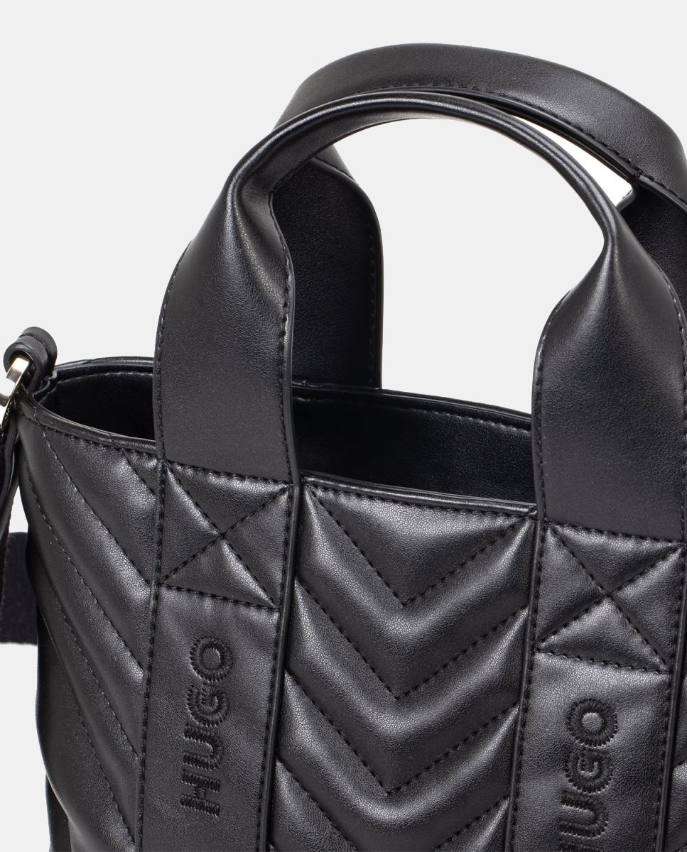 Mala Tipo Tote Mini Totalmente Forrada com Fecho de Correr Preto-3