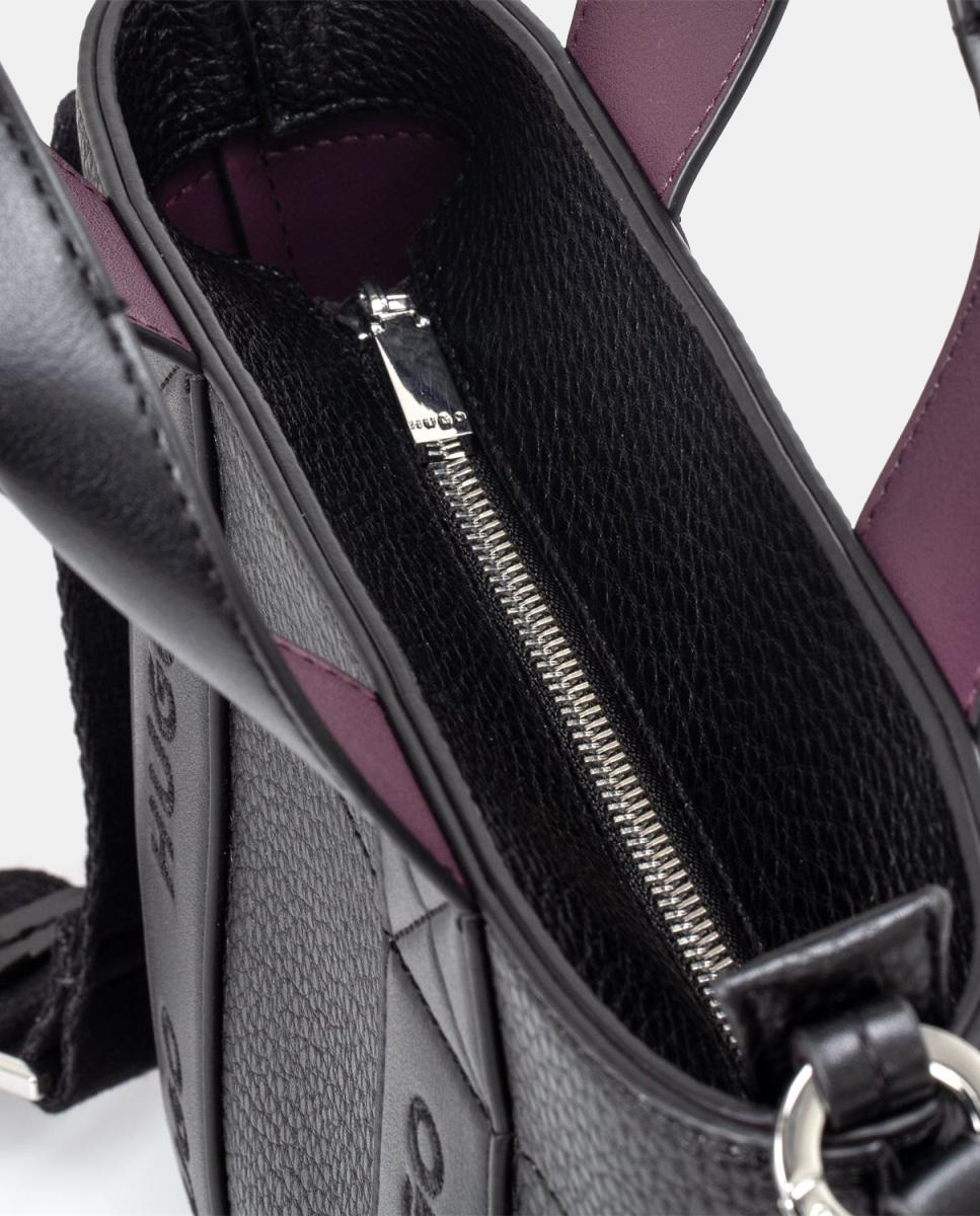 Mala Tipo Tote Mini Totalmente Forrada com Fecho de Correr Preto-3
