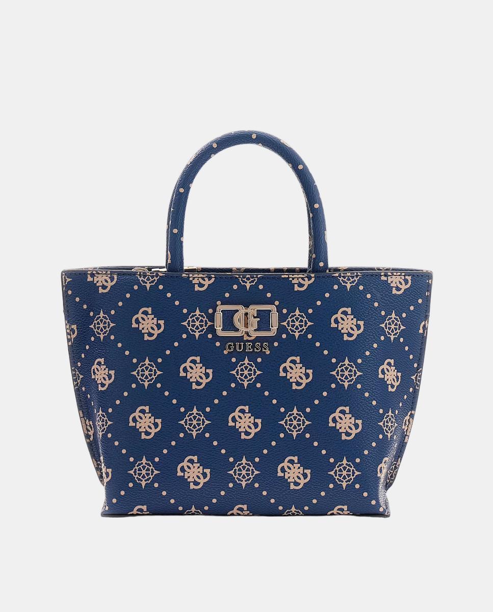 Mini Mala Tipo Tote com Fecho de Correr Azul-marinho-1