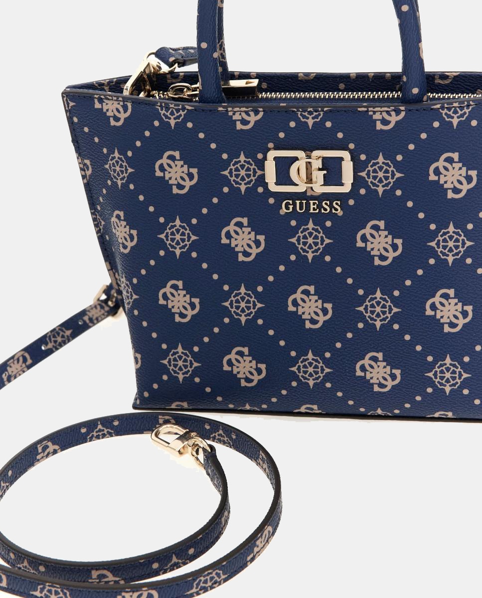Mini Mala Tipo Tote com Fecho de Correr Azul-marinho-4