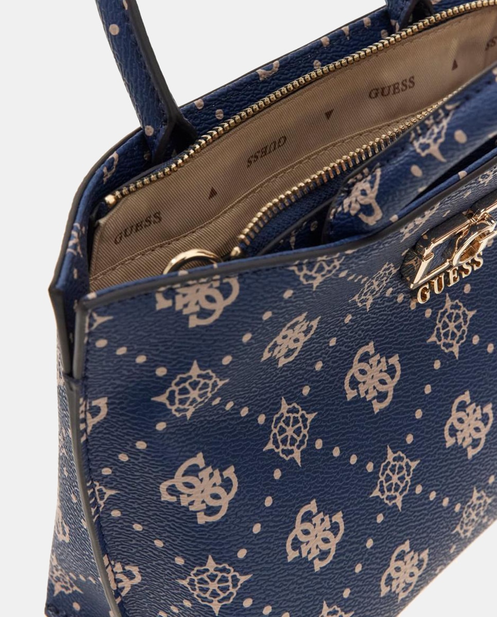 Mini Mala Tipo Tote com Fecho de Correr Azul-marinho-5
