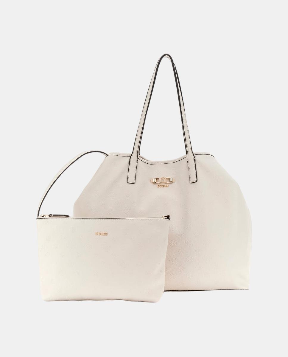 Mala Tipo Tote com Botão Magnético e Mala Pouch Amovível Branco-3