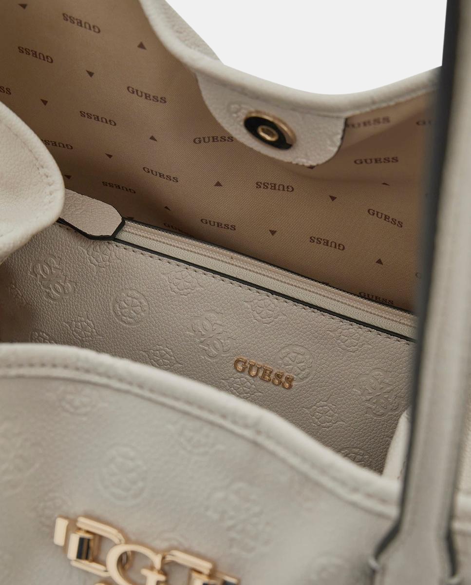 Mala Tipo Tote com Botão Magnético e Mala Pouch Amovível Branco-4
