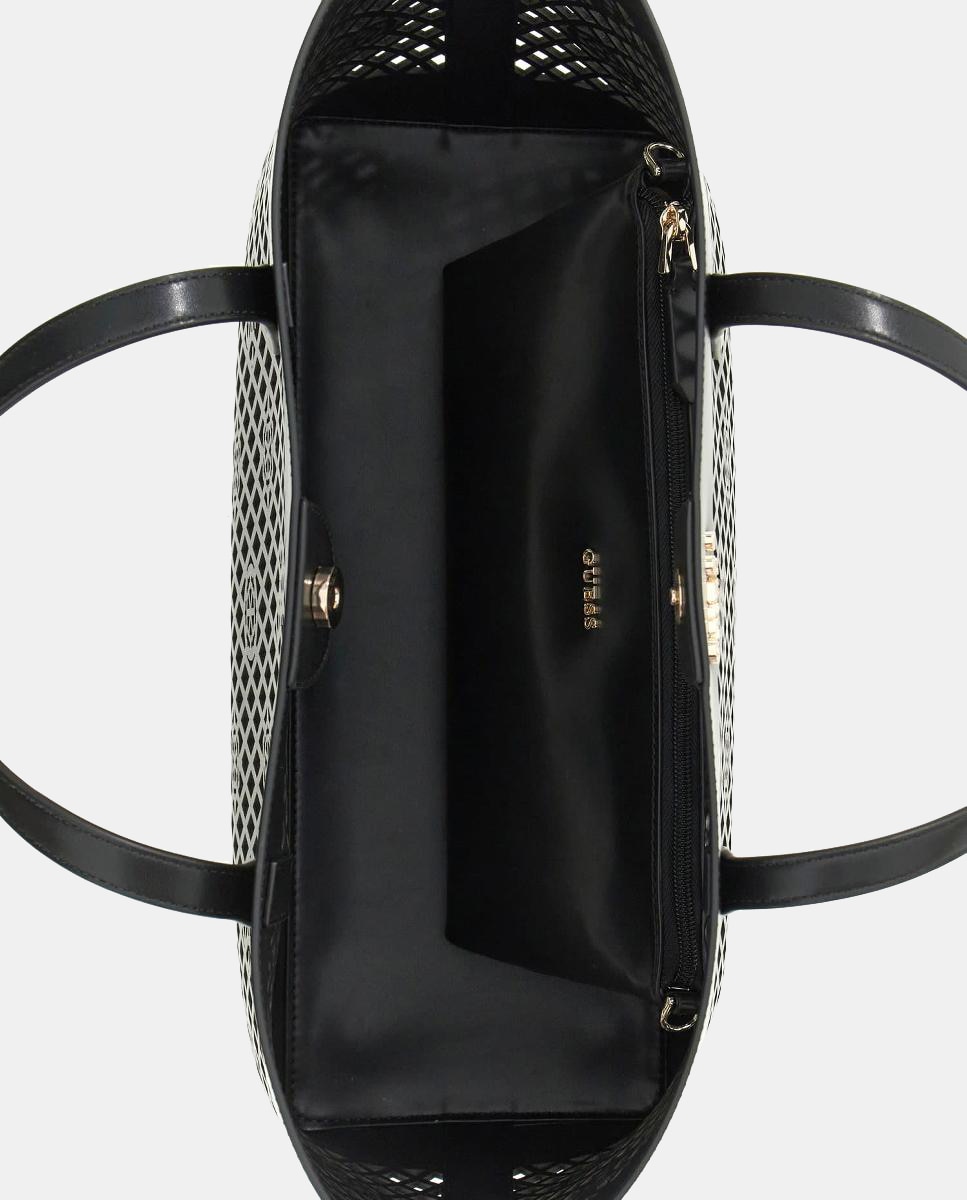 Mala Tipo Tote com Botão Magnético e Mala Pouch Amovível Preto-5