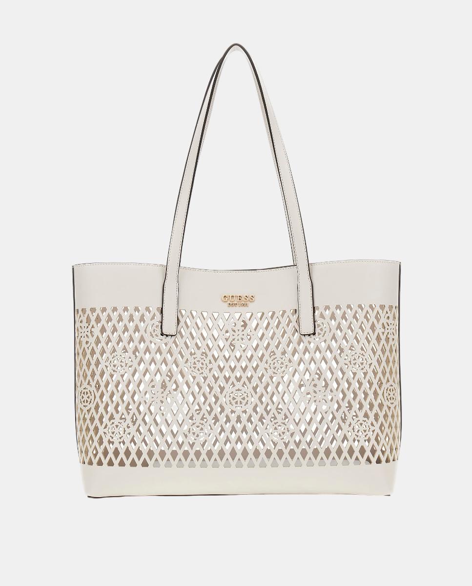 Mala Tipo Tote com Botão Magnético e Mala Pouch Amovível Branco-1