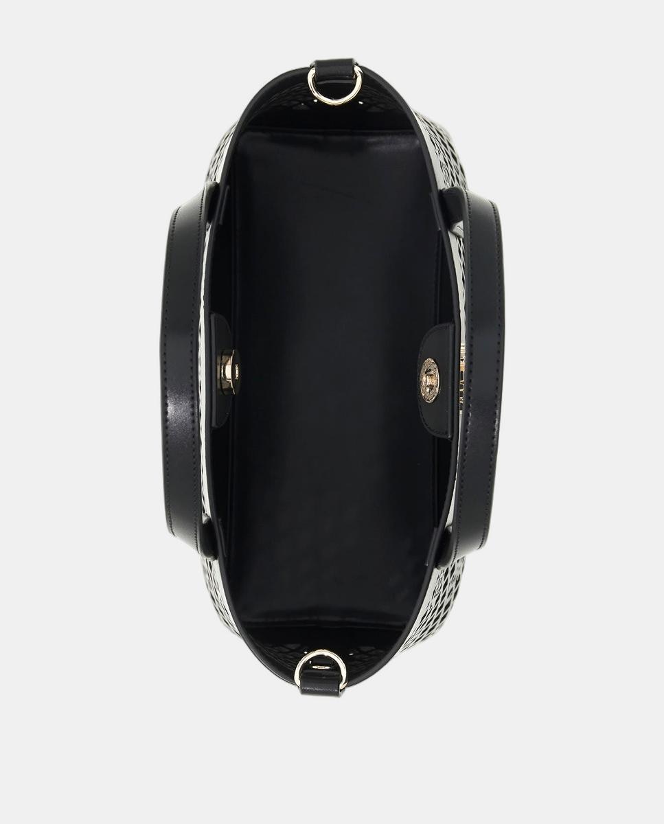 Mini Mala Tipo Tote com Botão Magnético e Pouch Amovível Preto-5