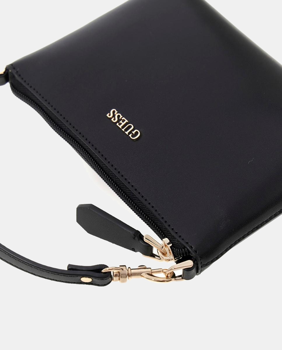 Mini Mala Tipo Tote com Botão Magnético e Pouch Amovível Preto-6