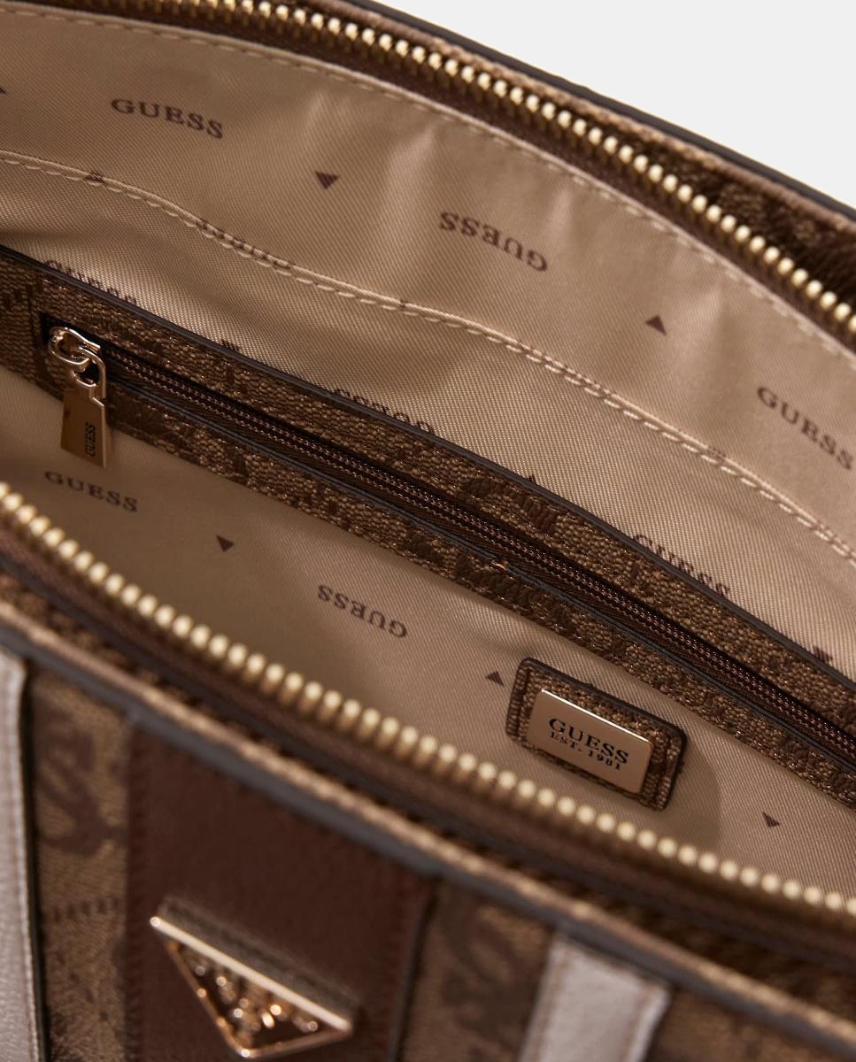 Bolso de hombro con cierre cremallera - Guess - Marrón claro Marrón claro-3