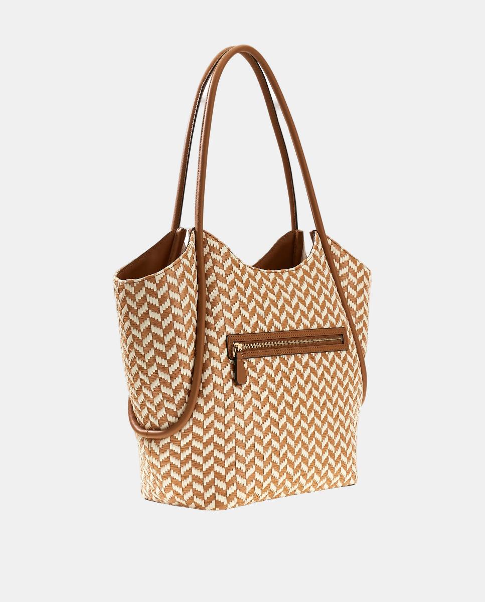 Mala Tipo Tote com Fecho Magnético Castanho-claro-5