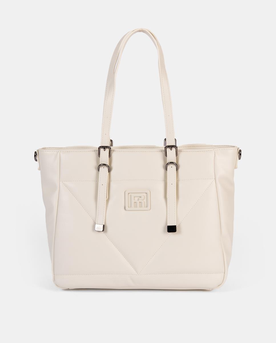Mala Shopper com Pespontos à Frente Branco-1