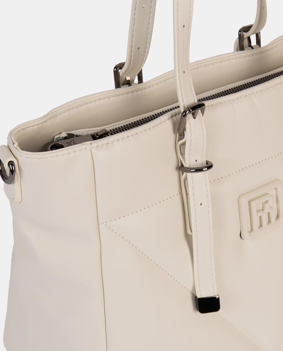 Mala Shopper com Pespontos à Frente Branco-3