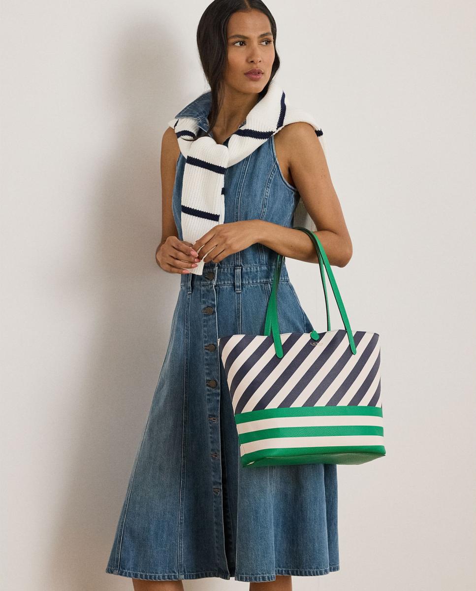 Mala Tipo Tote Reversível em Pele. Verde-9