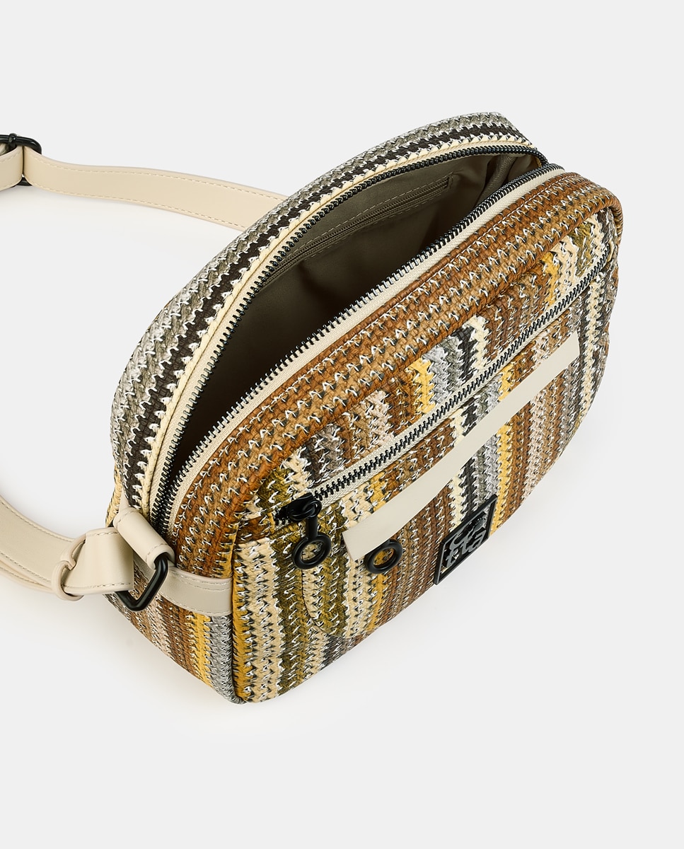Mala Crossbody com Fecho de Correr Castanho-claro-3