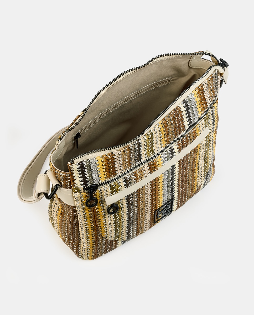 Mala Crossbody com Fecho de Correr Castanho-claro-3