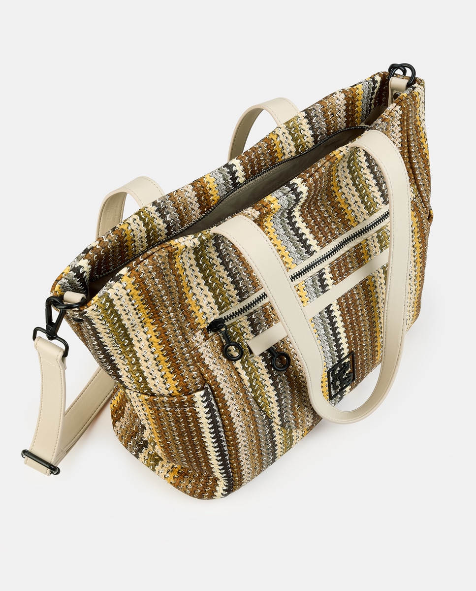 Mala Shopper com Fecho de Correr Castanho-claro-3