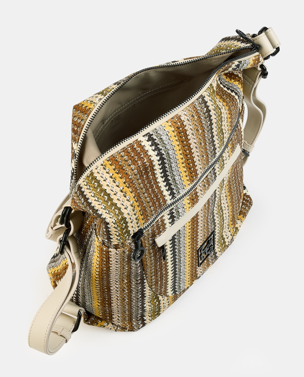 Mala-Mochila com Fecho de Correr Castanho-claro-3