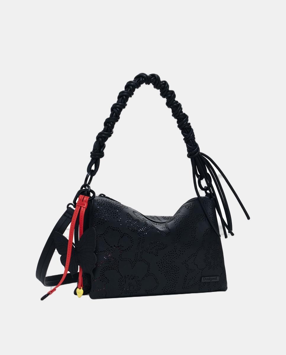 Mala Média com Estampado Floral Preto-2