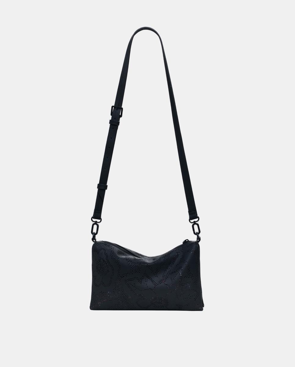 Mala Média com Estampado Floral Preto-3