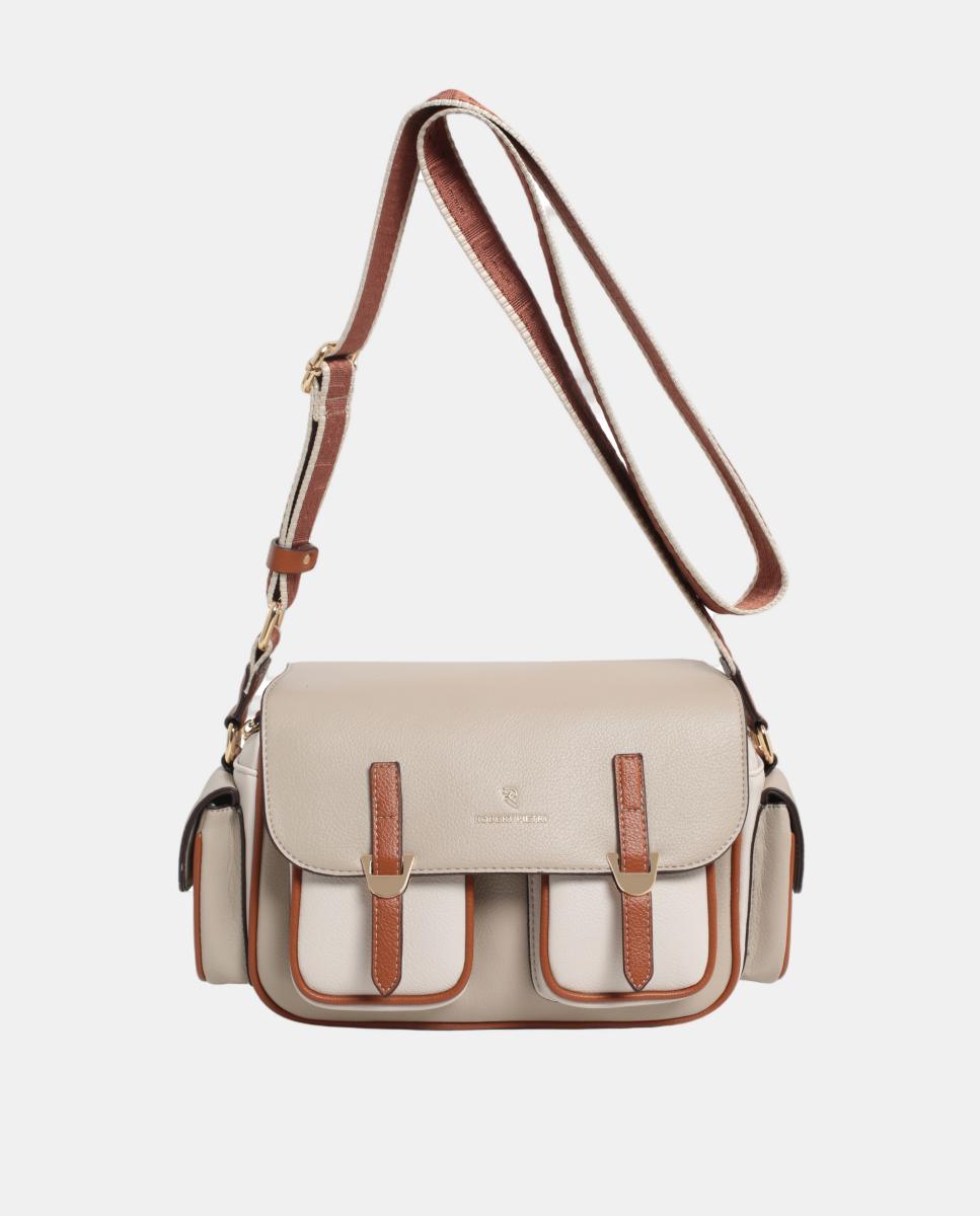 Imagem 0 de Mala Crossbody em PU com Bolsos e Aba