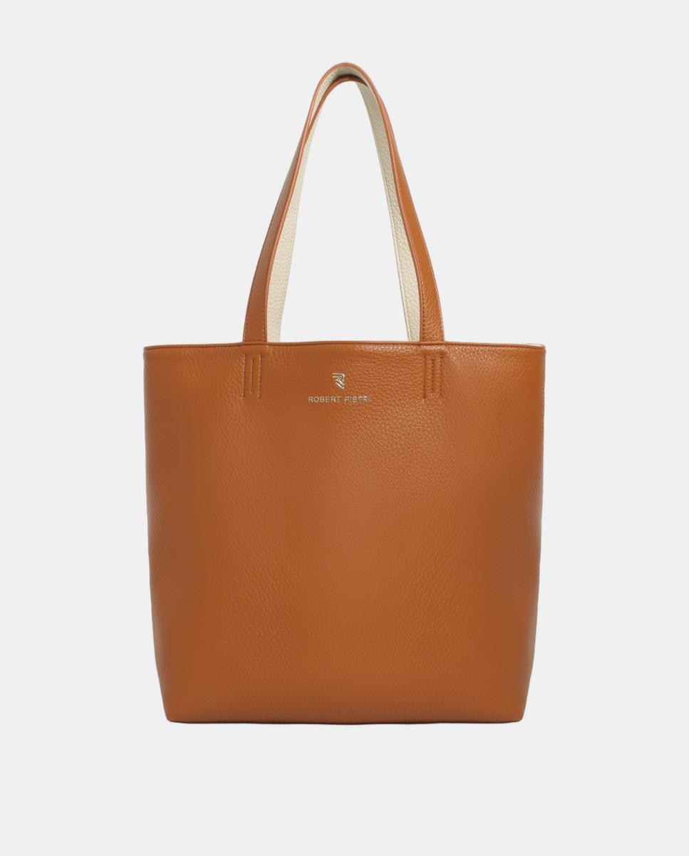 Mala Shopper em PU Granulado Reversível com Nécessaire Castanho-1