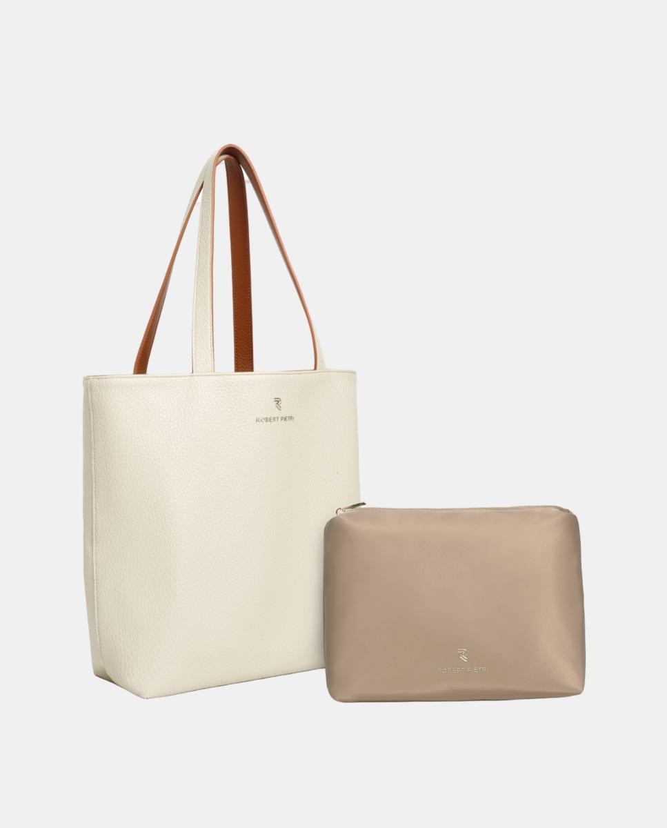 Mala Shopper em PU Granulado Reversível com Nécessaire Castanho-2