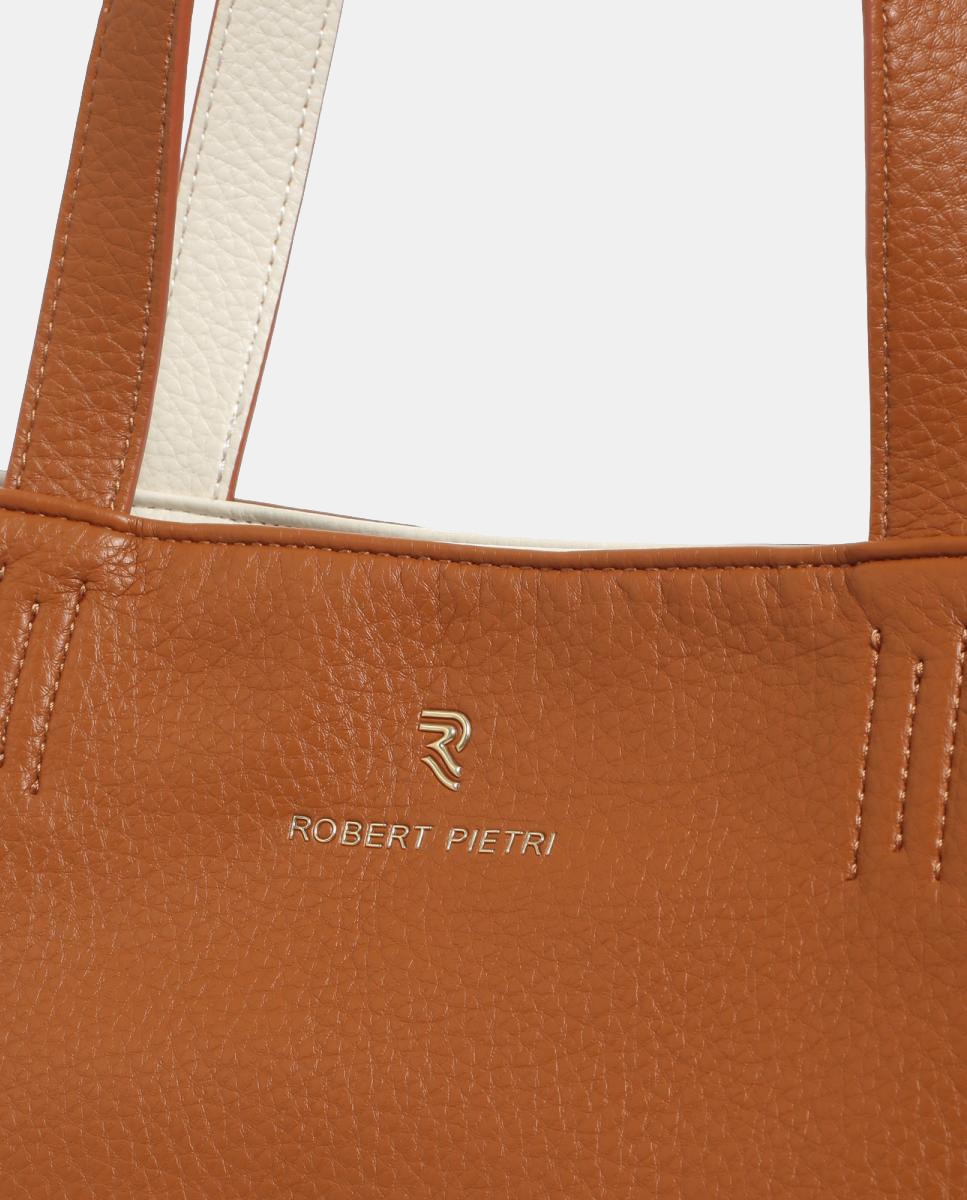 Mala Shopper em PU Granulado Reversível com Nécessaire Castanho-4