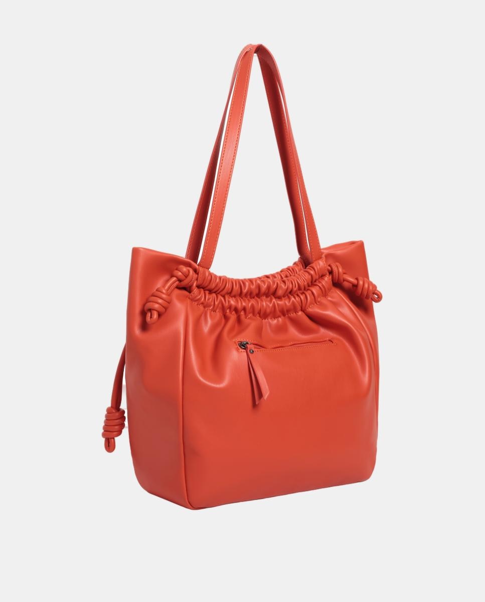 Imagem 0 de Mala Shopper em PU e Napa com Franzido