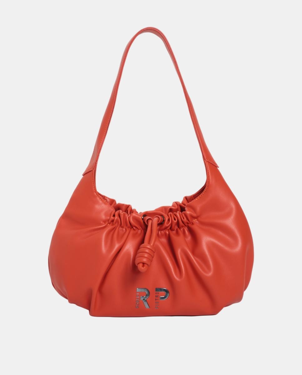 Imagem 0 de Mala Hobo em PU e Napa com Franzido