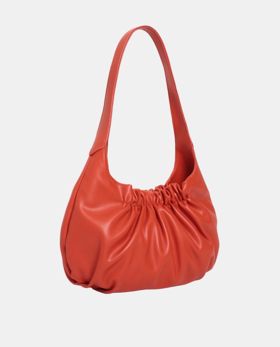 Mala Hobo em PU e Napa com Franzido Laranja-2
