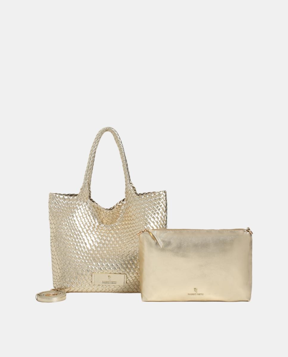 Imagem 0 de Mala Shopper Entrançada em PU Metalizado