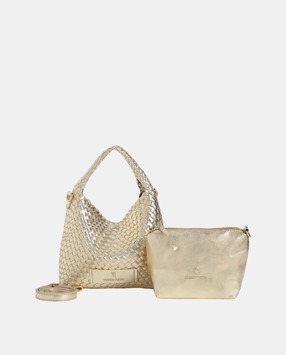 Imagem 0 de Mini Mala Hobo Entrançada em PU Metalizado