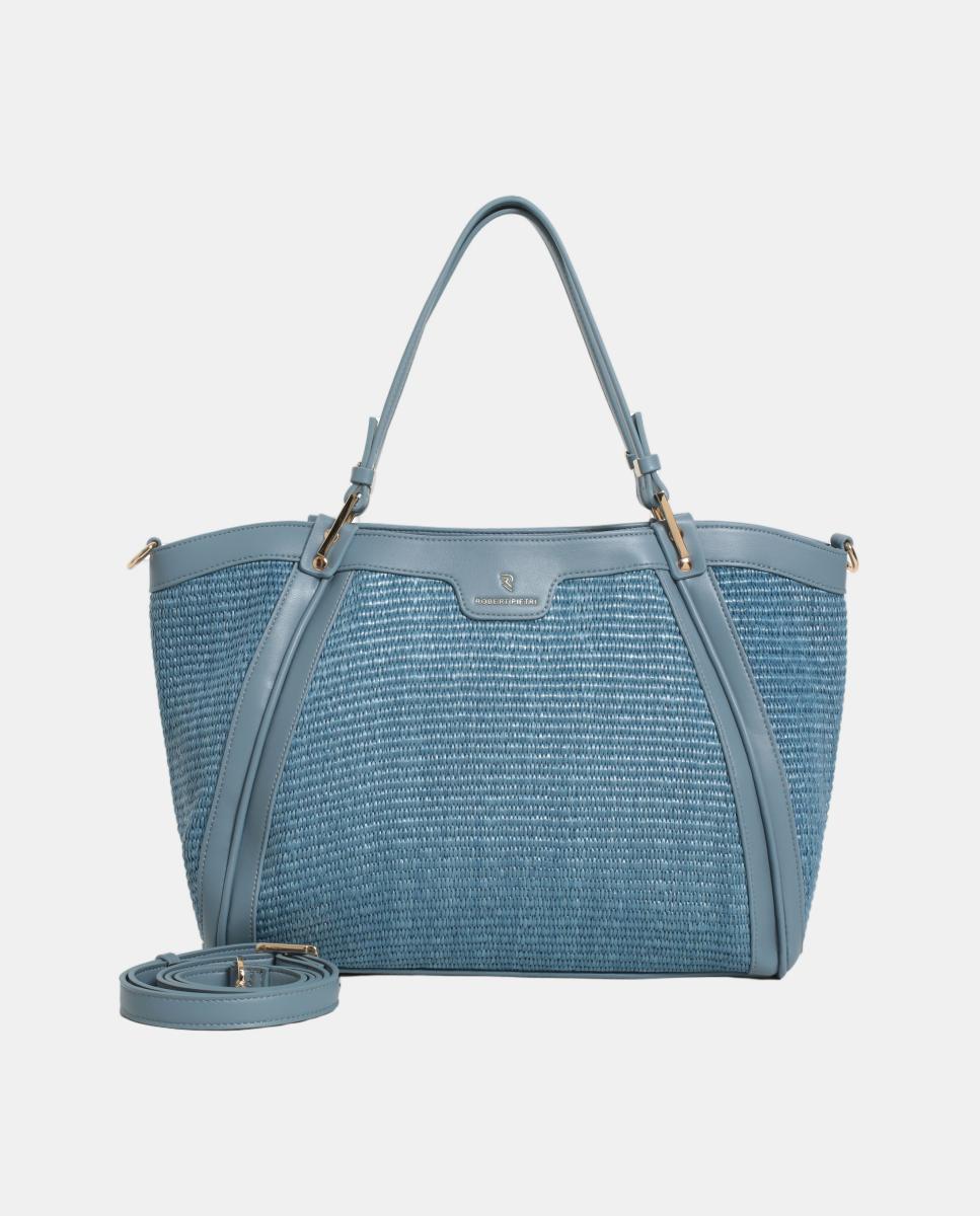 Imagem 0 de Mala Shopper de Ráfia Combinada com PU