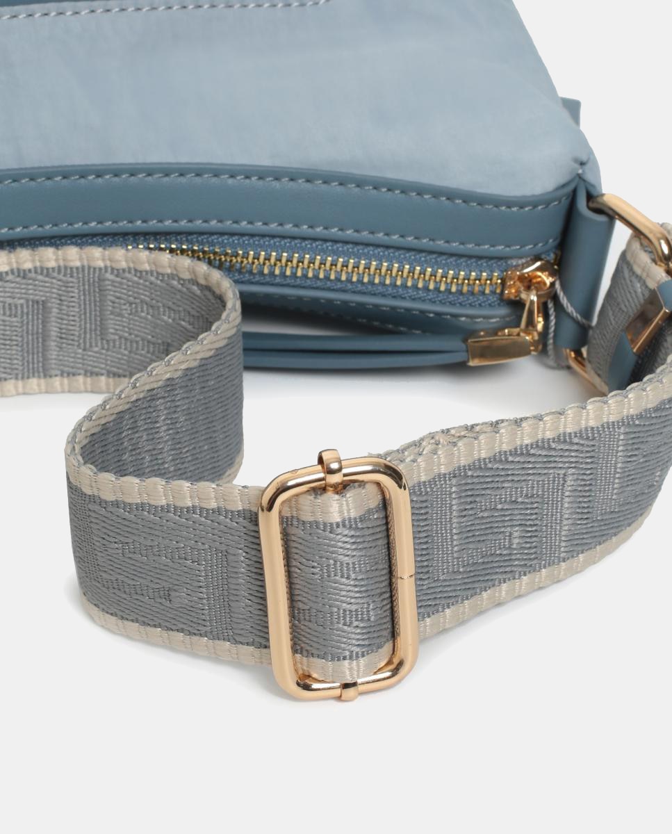 Mala a Tiracolo Hobo de Nylon com Fecho de Correr Azul-4