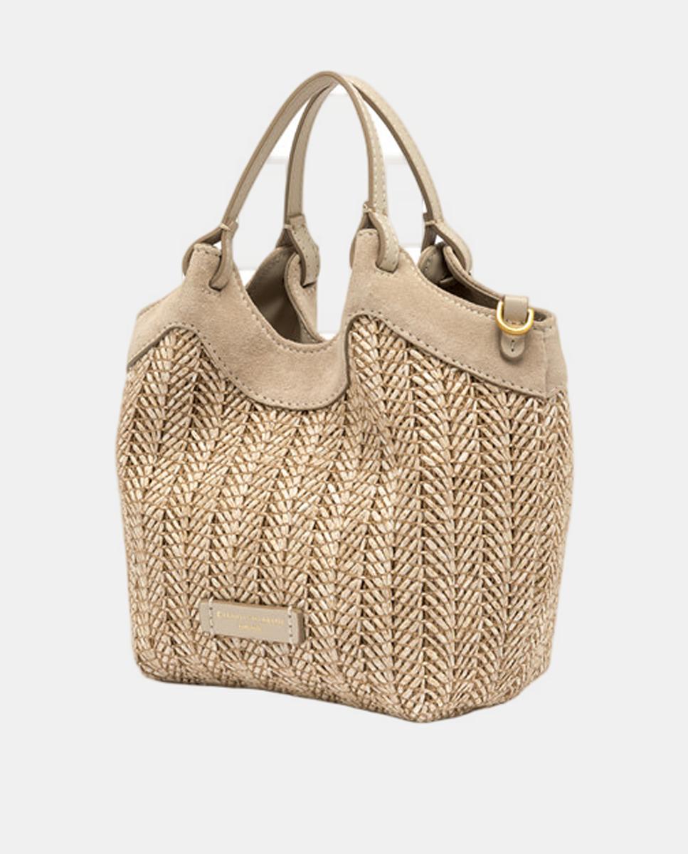 Mala de Mão em Palha com Correia Ajustável Bege-2