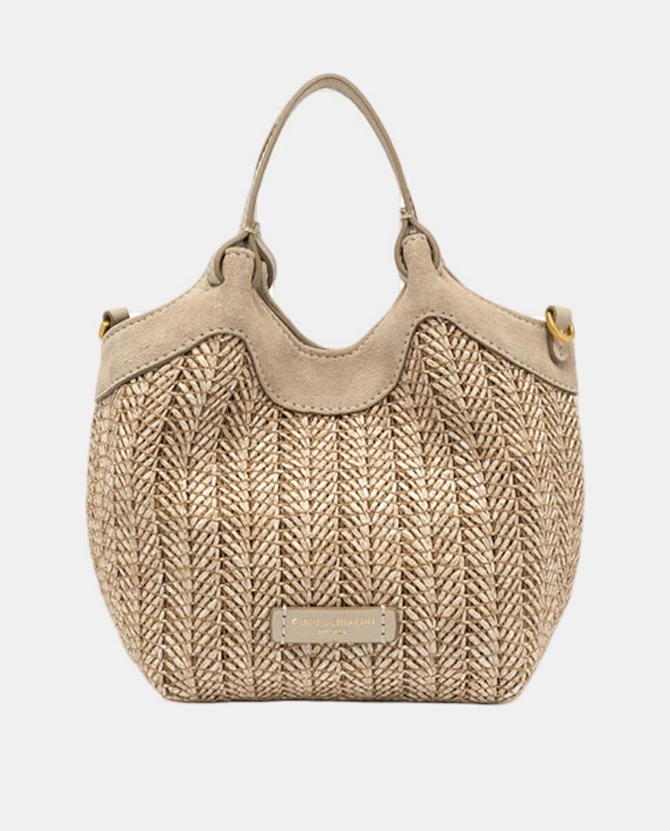 Mala de Mão em Palha com Correia Ajustável Bege-5