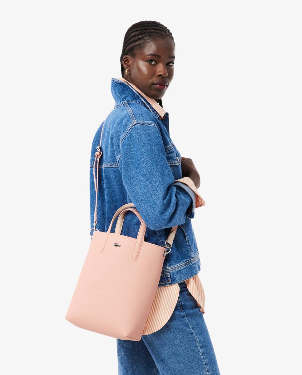Mala Tipo Tote Reversível com Logótipo Prateado - Bordeaux/Taupe Rosa-9