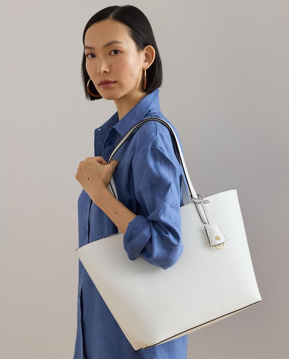 Mala Tipo Tote Reversível em Pele Branco-7