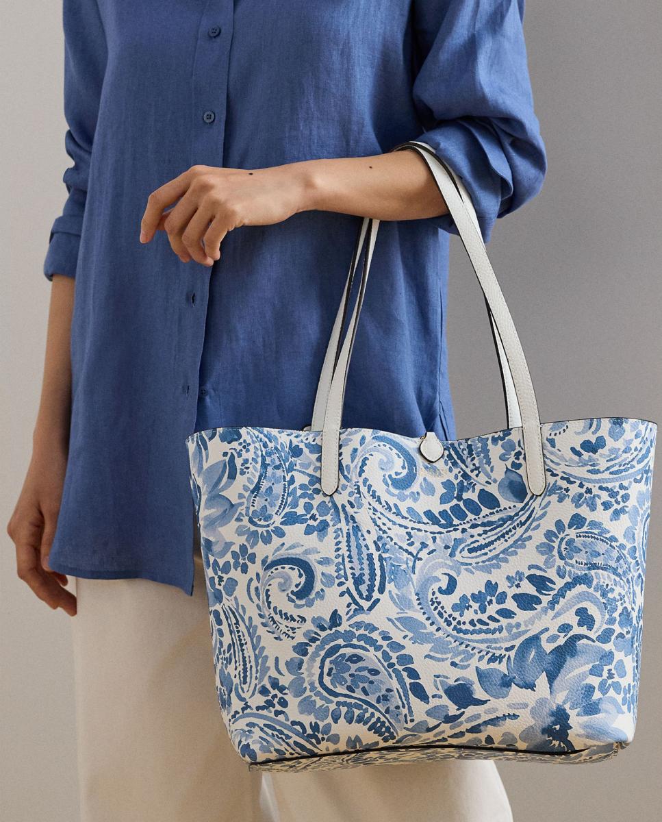 Mala Tipo Tote Reversível em Pele Branco-8