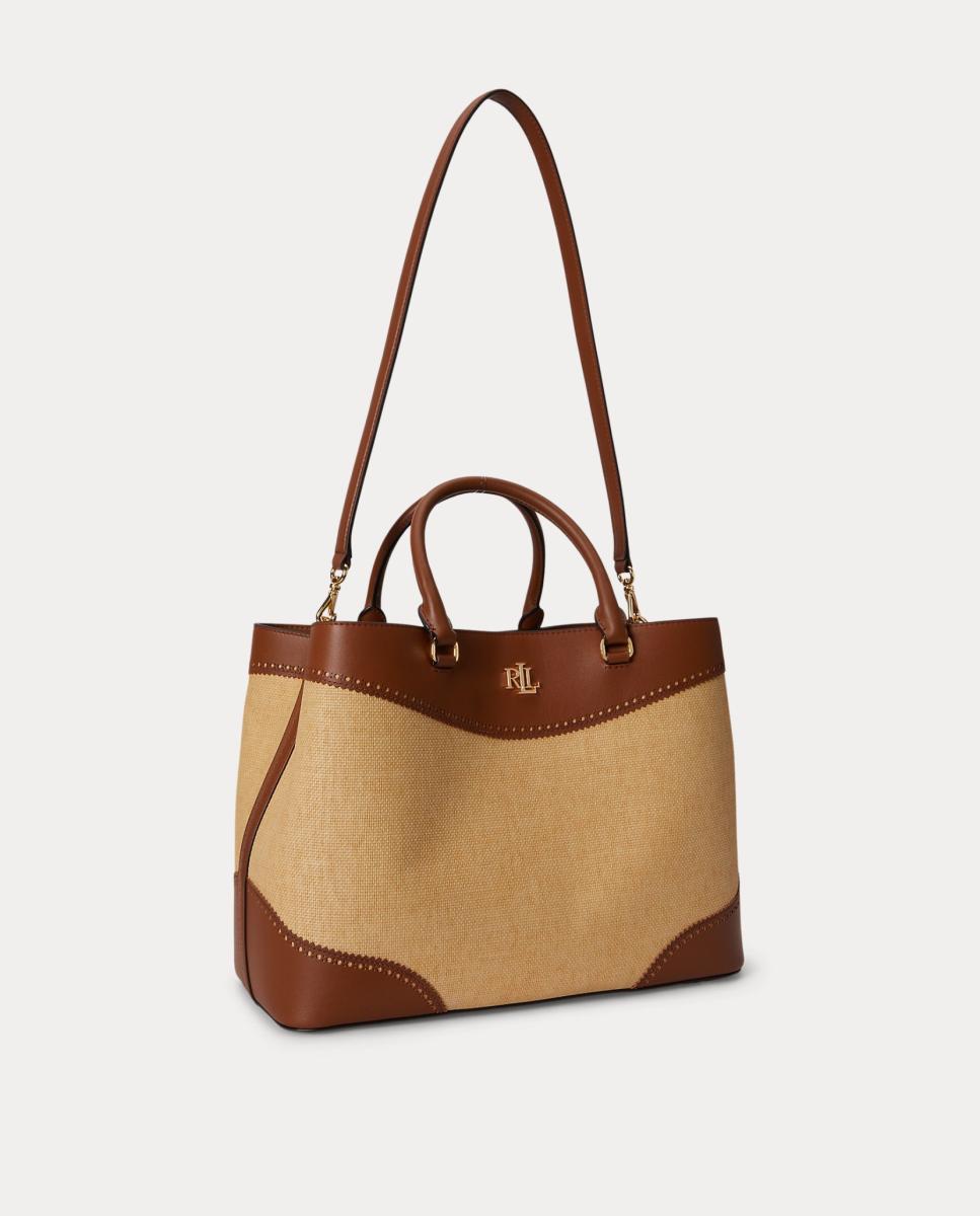 Mala Satchel Marcy Grande de Ráfia Castanho-claro-2