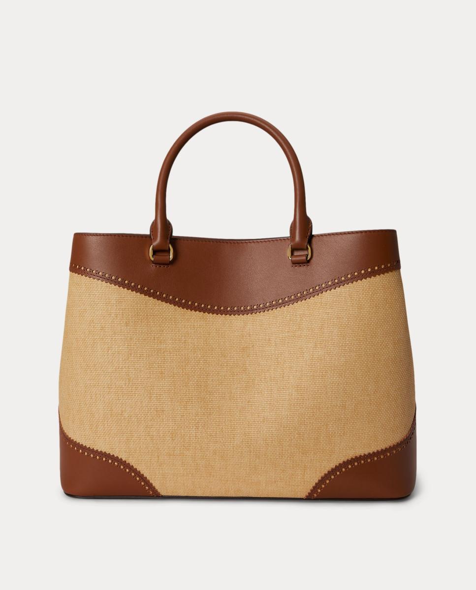 Mala Satchel Marcy Grande de Ráfia Castanho-claro-3